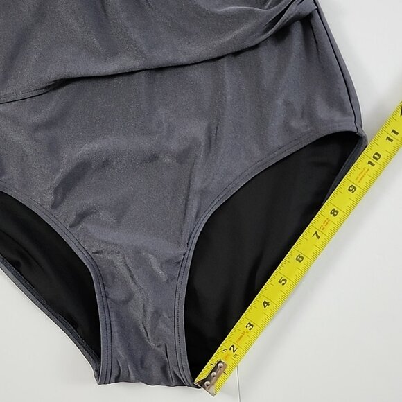 Calvin Klein Swimwear Women's Silver Black One Piece Swimsuit High Back Size 14 - Picture 14 of 15